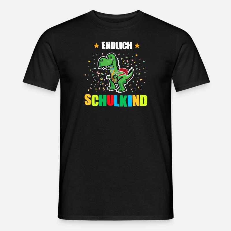 Schulkind Dino Schulanfänger Geschenk - Männer T-Shirt - Schwarz