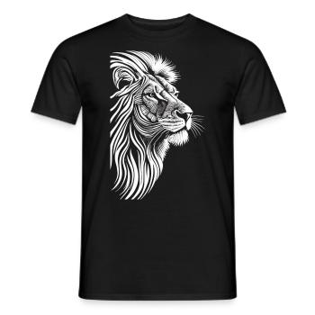 Royal Grace: African Lion in Pure White - Men's T-Shirt - black - Front - AI Model Male 178 light (178cm)