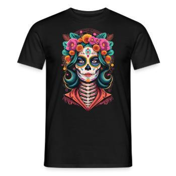 Tradition and Beauty - Mexican Festival of the Dead - Men's T-Shirt - black - Front - AI Model Male 178 light (178cm)
