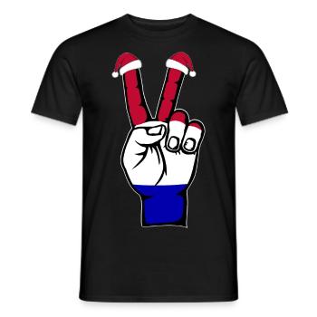 Holland Flag Christmas Peace Symbol - Men's T-Shirt - black - Front - AI Model Male 178 light (178cm)