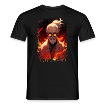 Wise Old Japanese Sensei - Anime Shirt - Männer T-Shirt - Schwarz - Vorne - AI Model Male 178 light (178cm)