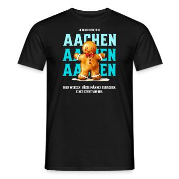 Aachen - Süsser Lebkuchen Mann - Männer T-Shirt - Schwarz - Vorne - AI Model Male 178 light (178cm)