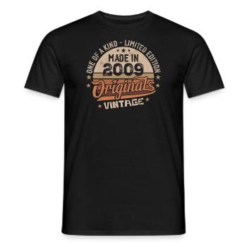 2009 Vintage Born 2009 Vintage Anniversary Gift - Men's T-Shirt - black - Front - AI Model Male 178 light (178cm)