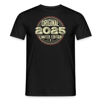 2025 Birthday celebrations, a legendary vintage - Men's T-Shirt - black - Front - AI Model Male 178 light (178cm)
