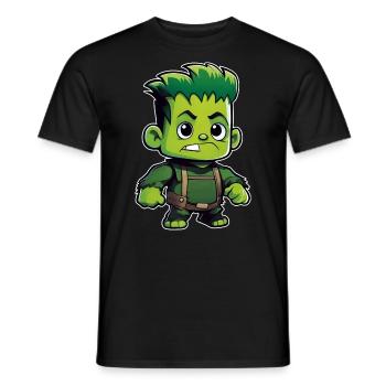 Cute green monster - Men's T-Shirt - black - Front - AI Model Male 178 light (178cm)