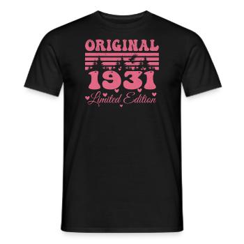 Cadeau 93e Anniversaire 1931 Femme | Né en 1931 - T-shirt homme - noir - Devant - AI Model Male 178 light (178cm)