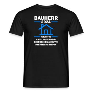 Bauherr 2024 Hausbau Bauherren Geschenk - Männer T-Shirt - Schwarz - Vorne - AI Model Male 178 light (178cm)