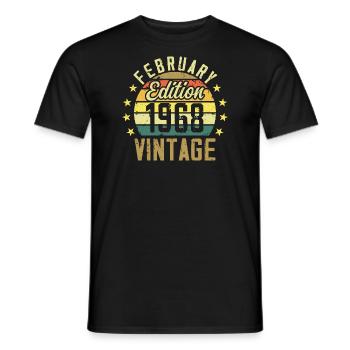 Anniversaire 56 ans - Cadeau Février 1968 - 56e - T-shirt homme - noir - Devant - AI Model Male 178 light (178cm)