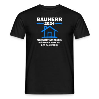 Bauherr 2024 Hausbau Baustelle Geschenk - Männer T-Shirt - Schwarz - Vorne - AI Model Male 178 light (178cm)