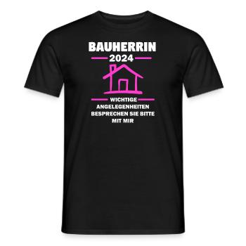 Bauherrin 2024 Hausbau Häuslebauer Geschenk - Männer T-Shirt - Schwarz - Vorne - AI Model Male 178 light (178cm)