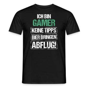 I'm a gamer - bring beer and take off - Men's T-Shirt - black - Front - AI Model Male 178 light (178cm)