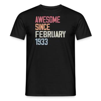 February 1933, 91st Birthday 1933 February 91 years - Men's T-Shirt - black - Front - AI Model Male 178 light (178cm)