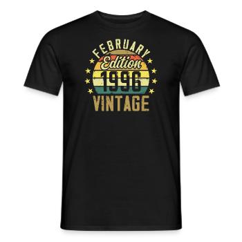 28th Anniversary - February 1996 - 28th Birthday Gift - Men's T-Shirt - black - Front - AI Model Male 178 light (178cm)