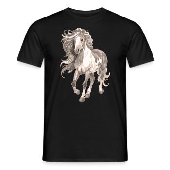 Horse motif long mane - Men's T-Shirt - black - Front - AI Model Male 178 light (178cm)