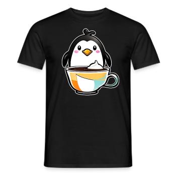 Niedlicher Pinguin mit Kaffee IV - Männer T-Shirt - Schwarz - Vorne - AI Model Male 178 light (178cm)