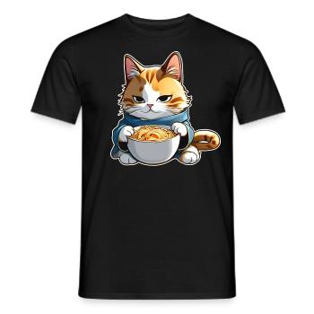 Niedliche Katze mit Ramen Suppe - Männer T-Shirt - Schwarz - Vorne - AI Model Male 178 light (178cm)