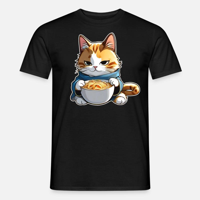 Chat mignon avec soupe de ramen - T-shirt homme - noir