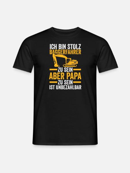 Bagger Papa Baggerführer Geschenk - Männer T-Shirt - Schwarz