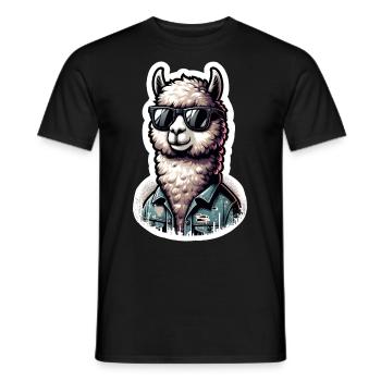 Alpaca Cool Sunglasses Denim Jacket - Men's T-Shirt - black - Front - AI Model Male 178 light (178cm)