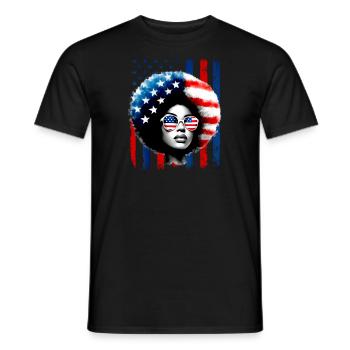 Black African American Women Patriotic Messy Bun - Men's T-Shirt - black - Front - AI Model Male 178 light (178cm)