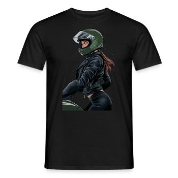 Lady Biker für eine Motorradfahrerin Bikerin - Männer T-Shirt - Schwarz - Vorne - AI Model Male 178 light (178cm)
