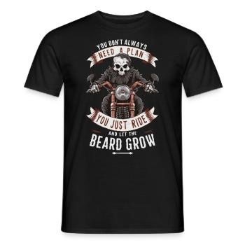 Motorrad Bart Biker Vollbart Bike Rocker - Männer T-Shirt - Schwarz - Vorne - AI Model Male 178 light (178cm)