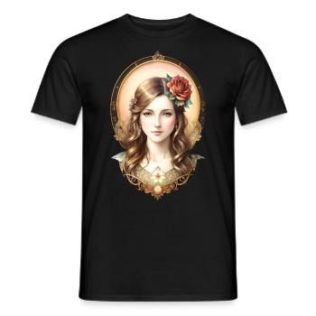 Art Nouveau Woman with Rose - Vintage Portrait - Men's T-Shirt - black - Front - AI Model Male 178 light (178cm)