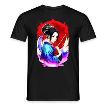 Mystische Geisha - Retro Stil - Männer T-Shirt - Schwarz - Vorne - AI Model Male 178 light (178cm)