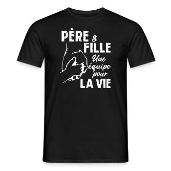 Père et fille une equipe pour la vie - T-shirt homme - noir - Devant - AI Model Male 178 light (178cm)