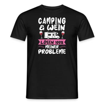 Campen Wein Camping-Liebhaber Geschenk - Männer T-Shirt - Schwarz - Vorne - AI Model Male 178 light (178cm)