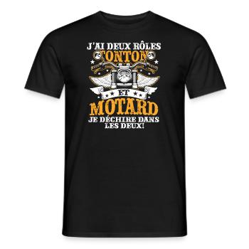 J'ai Deux Roles TONTON Et Motard Je Dechire Dans L - T-shirt homme - noir - Devant - AI Model Male 178 light (178cm)