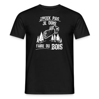 Je peux pas je dois faire du bois - T-shirt homme - noir - Devant - AI Model Male 178 light (178cm)