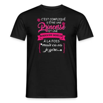 Princesse et grande soeur a la fois sur - T-shirt homme - noir - Devant - AI Model Male 178 light (178cm)