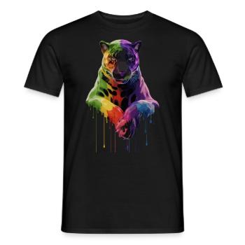 Schwarzer Panther Großkatze - Männer T-Shirt - Schwarz - Vorne - AI Model Male 178 light (178cm)