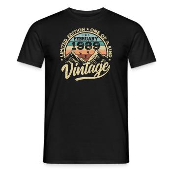 February 1989 Vintage Retro, February 1989 Gift - Men's T-Shirt - black - Front - AI Model Male 178 light (178cm)