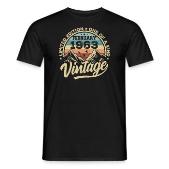 Février 1963 Vintage Rétro, Février 1963 Cadeau - T-shirt homme - noir - Devant - AI Model Male 178 light (178cm)