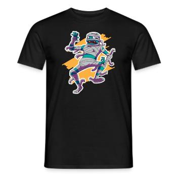 Creepy Funny Mummy Halloween Design Adult - Men's T-Shirt - black - Front - AI Model Male 178 light (178cm)