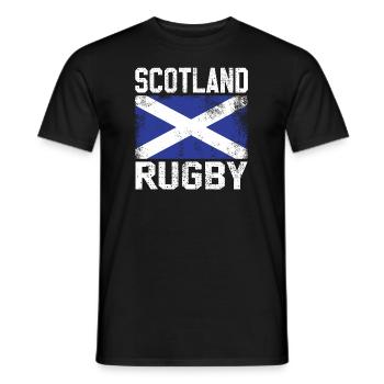 Retro Scotland rugby jersey - Men's T-Shirt - black - Front - AI Model Male 178 light (178cm)
