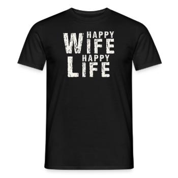 Happy Wife Happy Live Gift for Good Husbands - Men's T-Shirt - black - Front - AI Model Male 178 light (178cm)