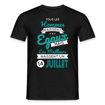 Anniversaire - Les meilleurs naissent 14 Juillet - T-shirt homme - noir - Devant - AI Model Male 178 light (178cm)