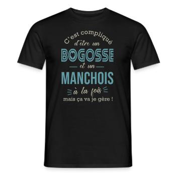 manche bogosse Manchois cadeau pour Manchois - T-shirt homme - noir - Devant - AI Model Male 178 light (178cm)