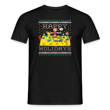 Pippi Langstrumpf Und Herr Nilsson Happy Holidays - Männer T-Shirt - Schwarz - Vorne - AI Model Male 178 light (178cm)