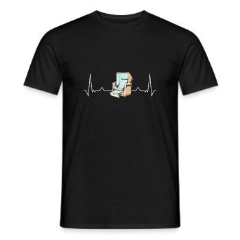 Herzschlag Strandkorb Nordsee Norddeutschland - Männer T-Shirt - Schwarz - Vorne - AI Model Male 178 light (178cm)