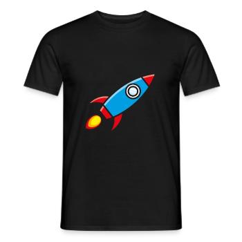 Dessin animé de vaisseau spatial de fusée - T-shirt homme - noir - Devant - AI Model Male 178 light (178cm)