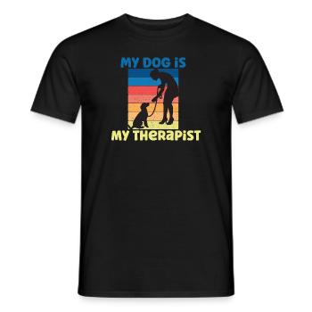 Hund Besitzer Geschenk - mein Hund ist mein Therapeut - Männer T-Shirt - Schwarz - Vorne - AI Model Male 178 light (178cm)
