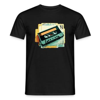 Kassette - Männer T-Shirt - Schwarz - Vorne - AI Model Male 178 light (178cm)