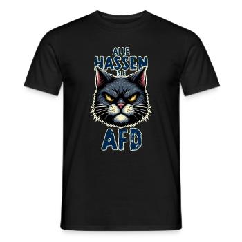 Alle hassen die AFD - Katze - Männer T-Shirt - Schwarz - Vorne - AI Model Male 178 light (178cm)