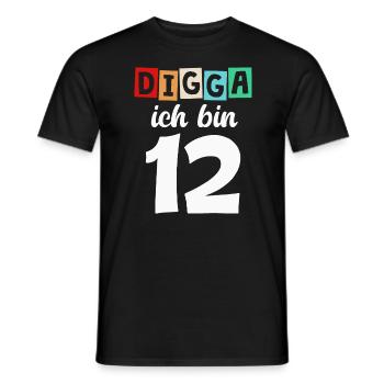 Digga Ich Bin 12 Jahre 12. Geburtstag - Männer T-Shirt - Schwarz - Vorne - AI Model Male 178 light (178cm)