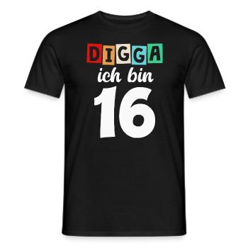 Digga Ich Bin 16 Jahre 16. Geburtstag - Männer T-Shirt - Schwarz - Vorne - AI Model Male 178 light (178cm)