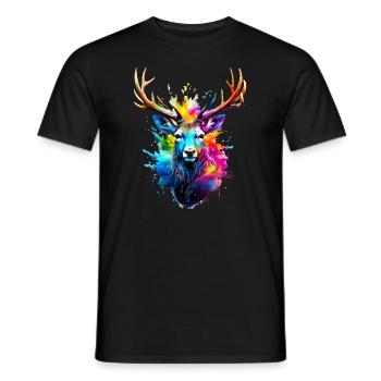 Bemalter Hirsch - Männer T-Shirt - Schwarz - Vorne - AI Model Male 178 light (178cm)